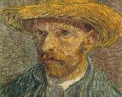 文森特 威廉 梵高 : 戴草帽自画像